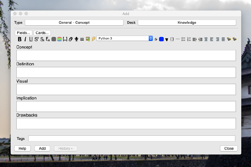 Prompt to add a new card