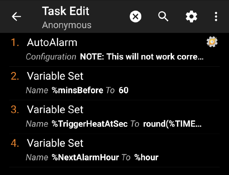 This profile calculates the trigger time for the thermostat.